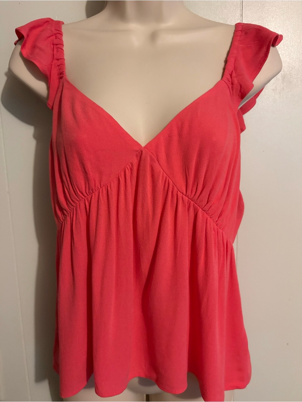 Abound Coral Smocked V-Neck Tank